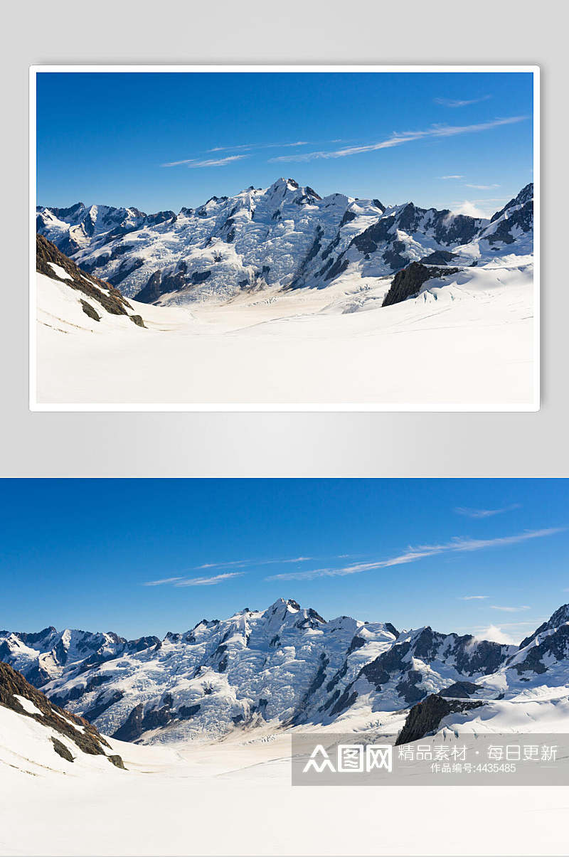 蓝色雪山雪景图片素材