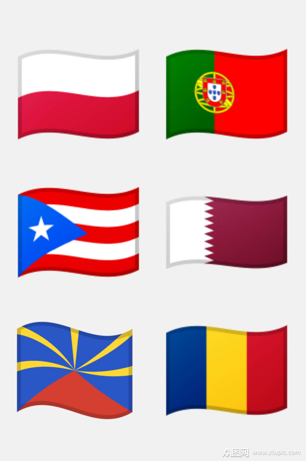 红蓝清新形状卡通世界国徽免抠素材素材