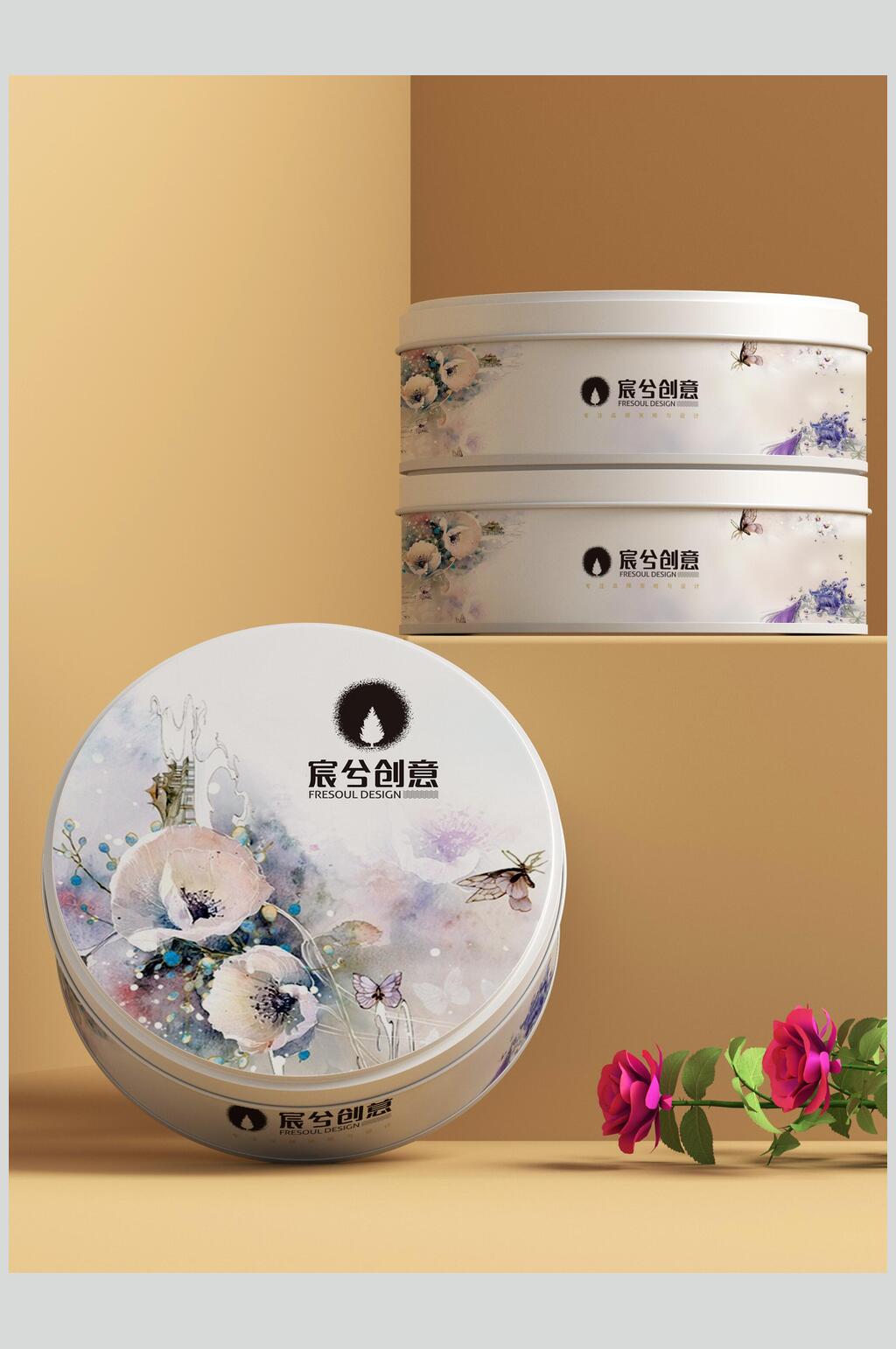 精美铁盒国潮风文创VI样机素材