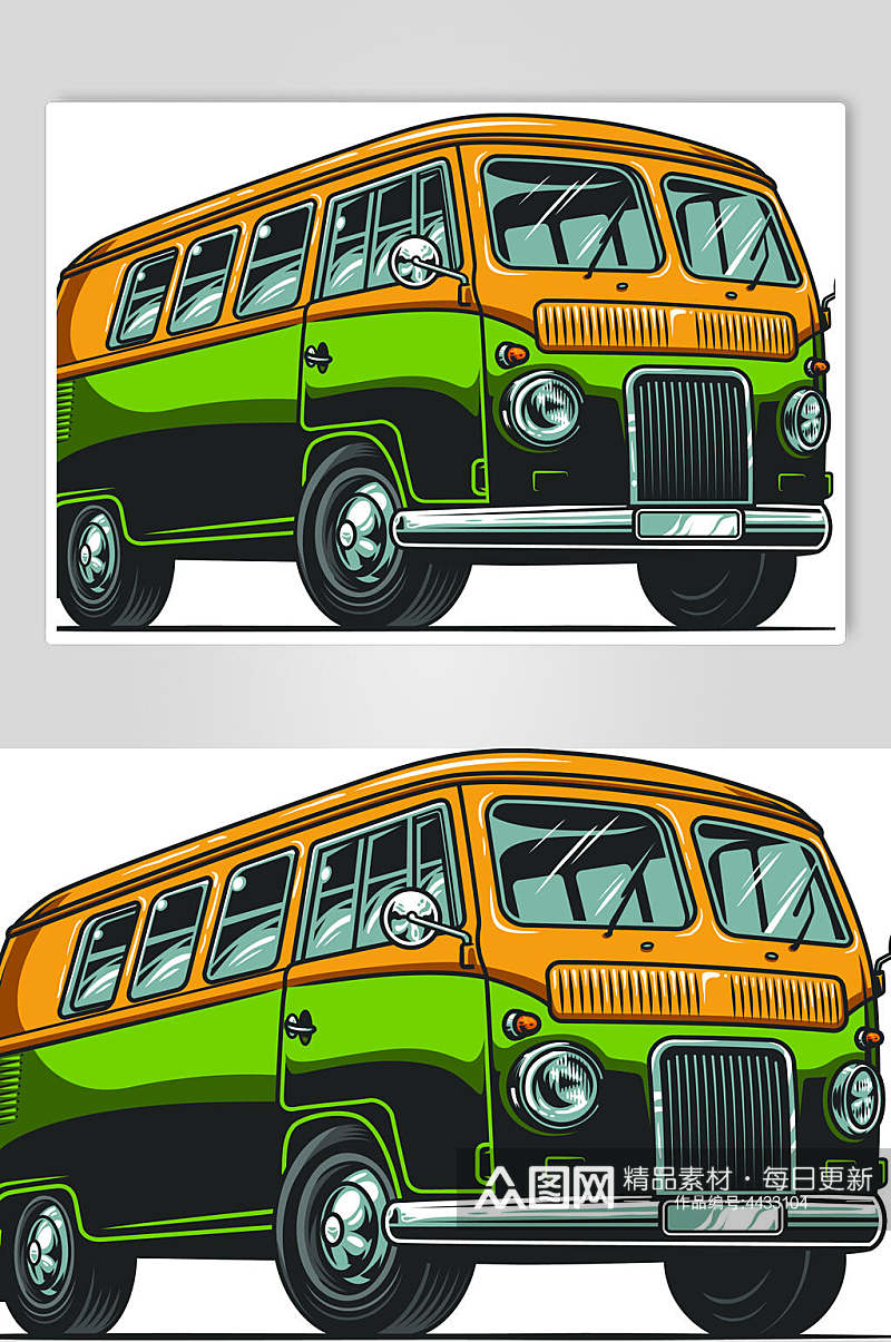巴士出行旅游插画矢量素材素材