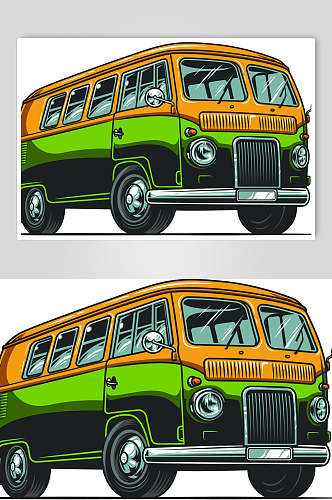 巴士出行旅游插画矢量素材