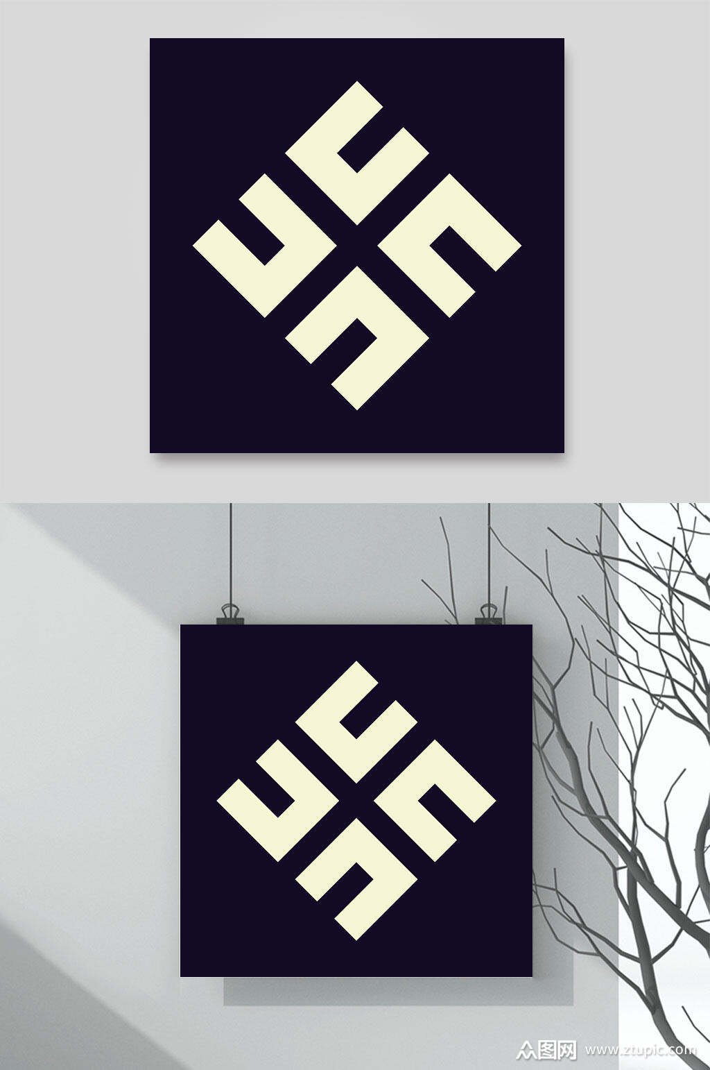 正方形矢量抽象几何图形素材素材