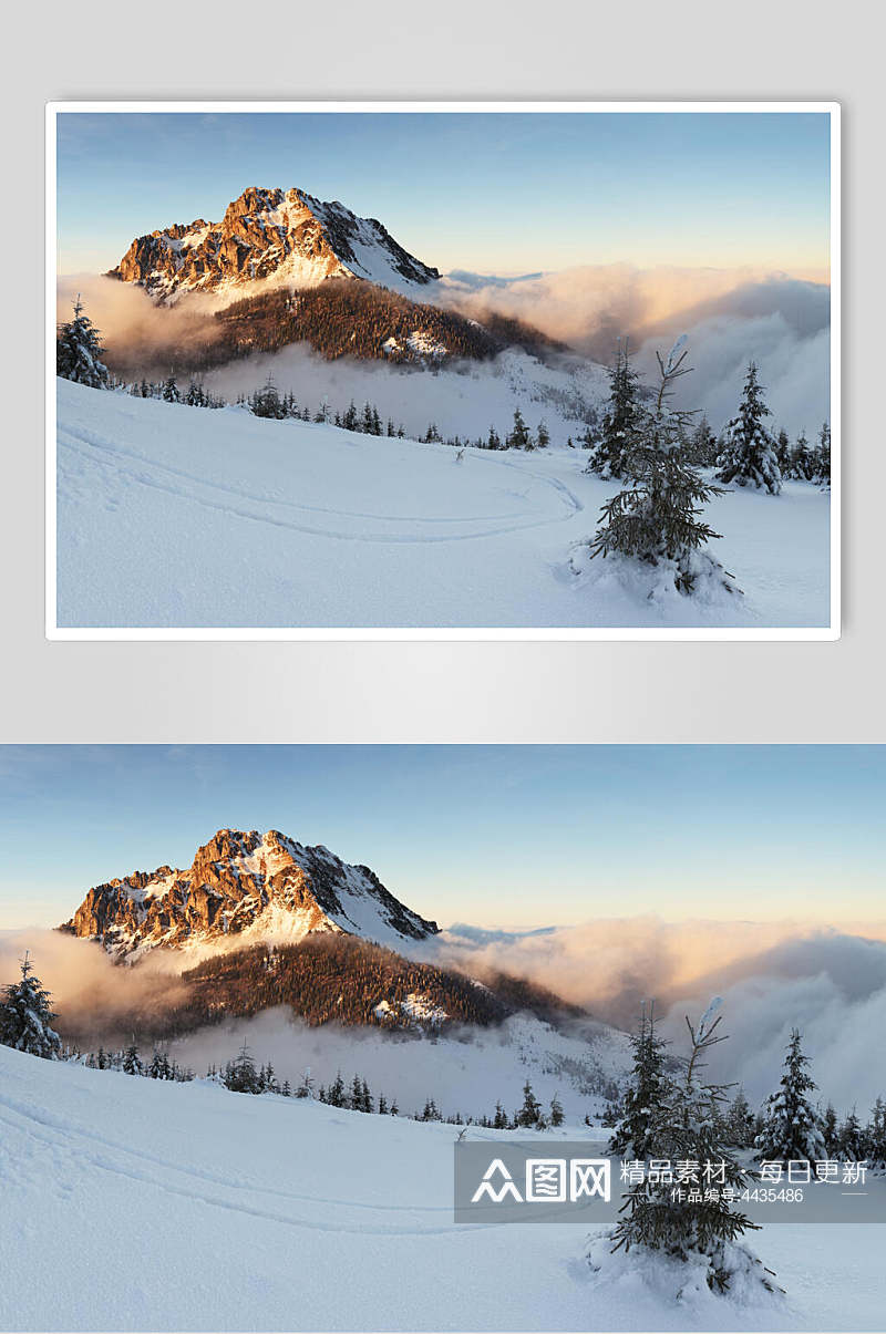 唯美雪山雪景图片素材