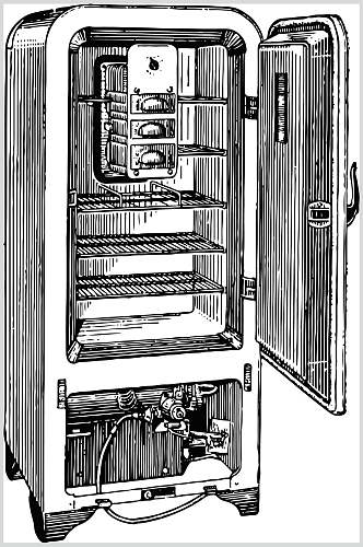冰箱打开黑白简约家用电器矢量素材