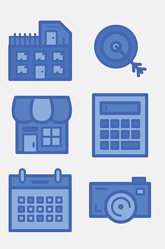 店铺蓝色相机生活网络图标免抠素材