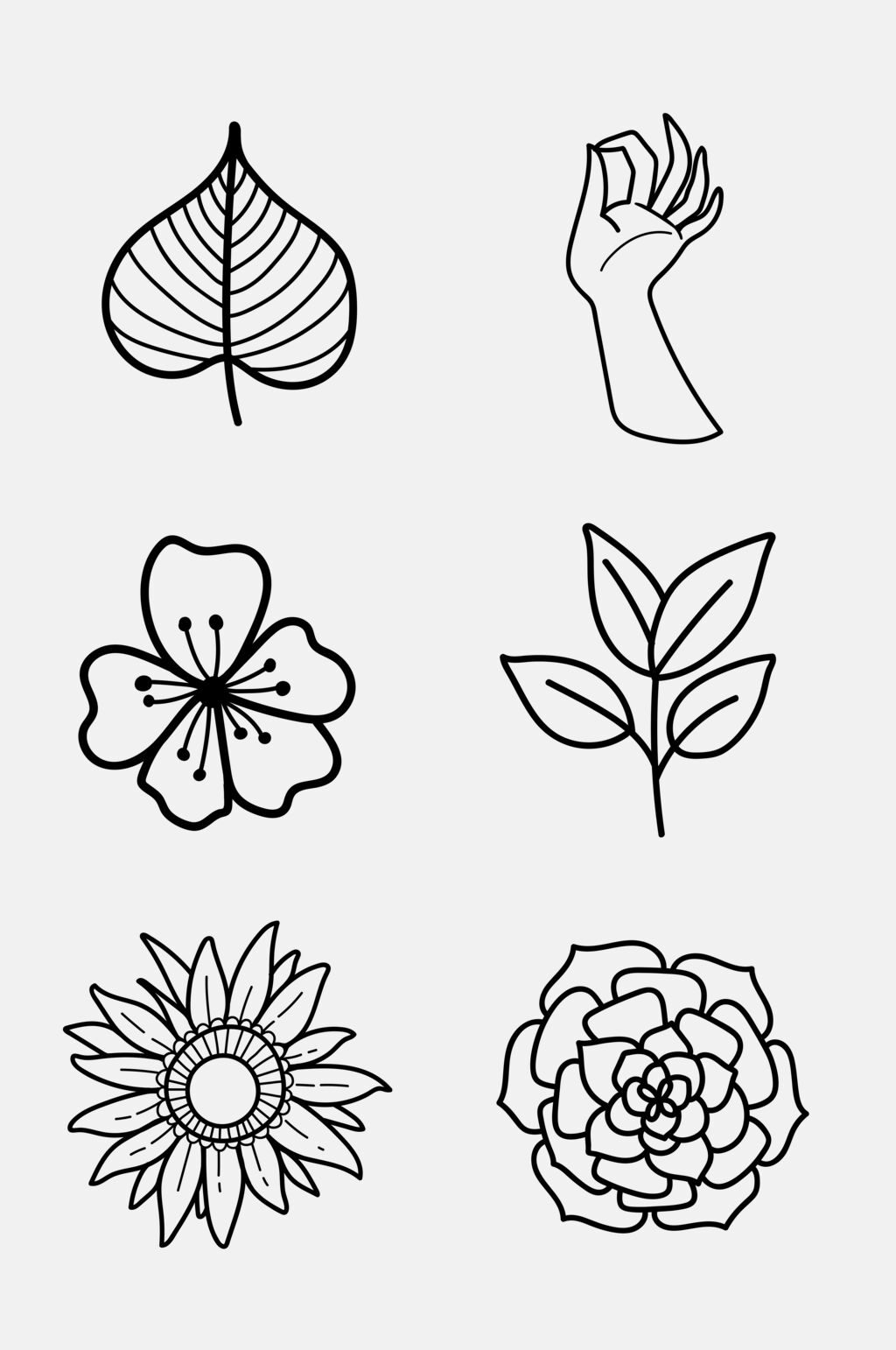 花朵黑手绘动植物绘画免抠素材素材