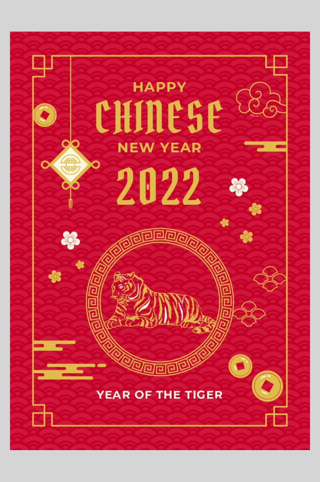 英文矢量虎年喜庆海报素材