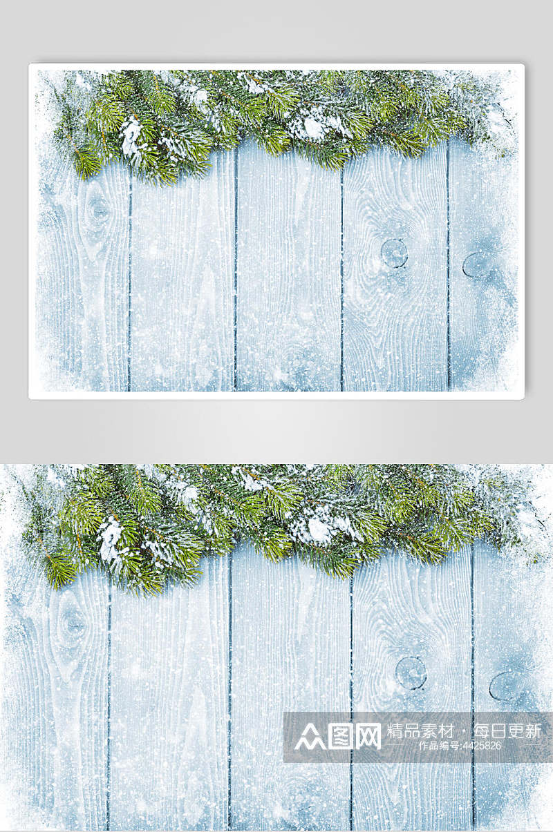 松树冬季雪景摄影图素材