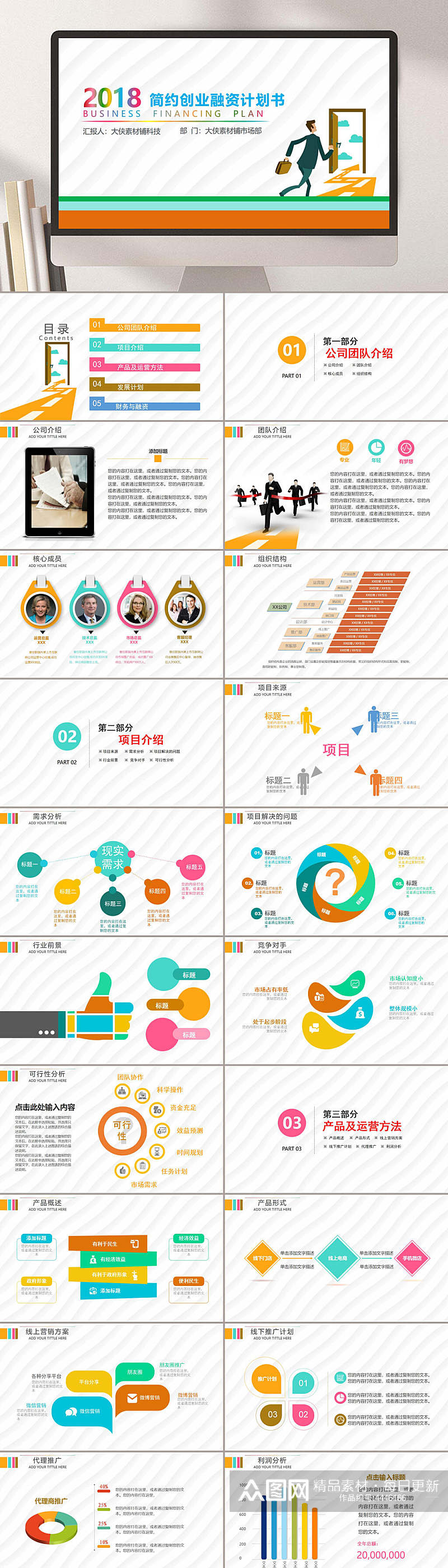 简约融资创业汇报PPT素材