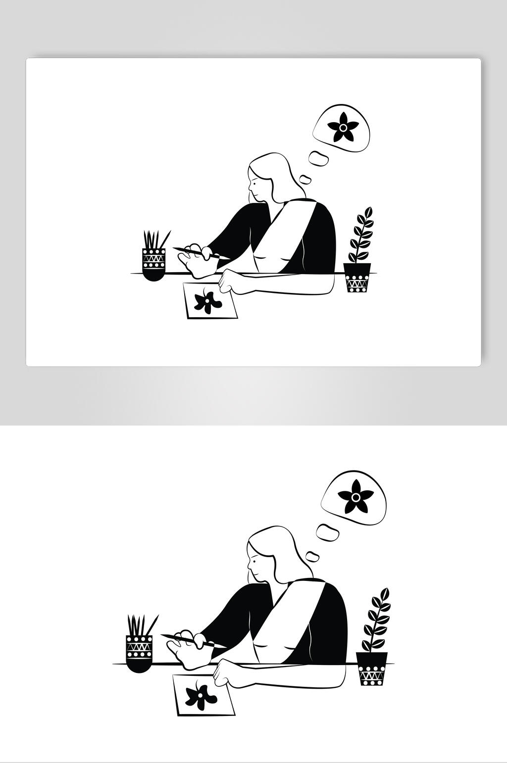 简约风扁平化人物插画素材素材
