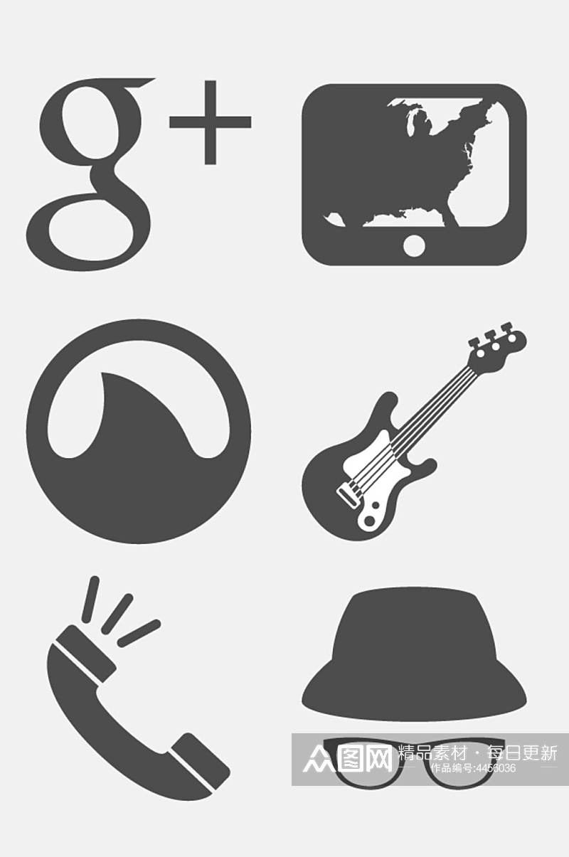 眼镜帽子音乐生活网络图标免抠素材素材