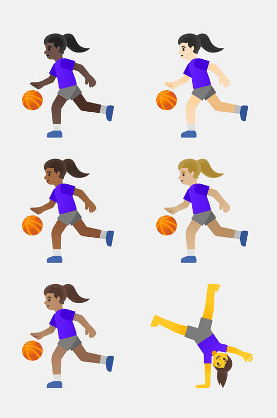 打球可爱手绘卡通人物运动免抠素材