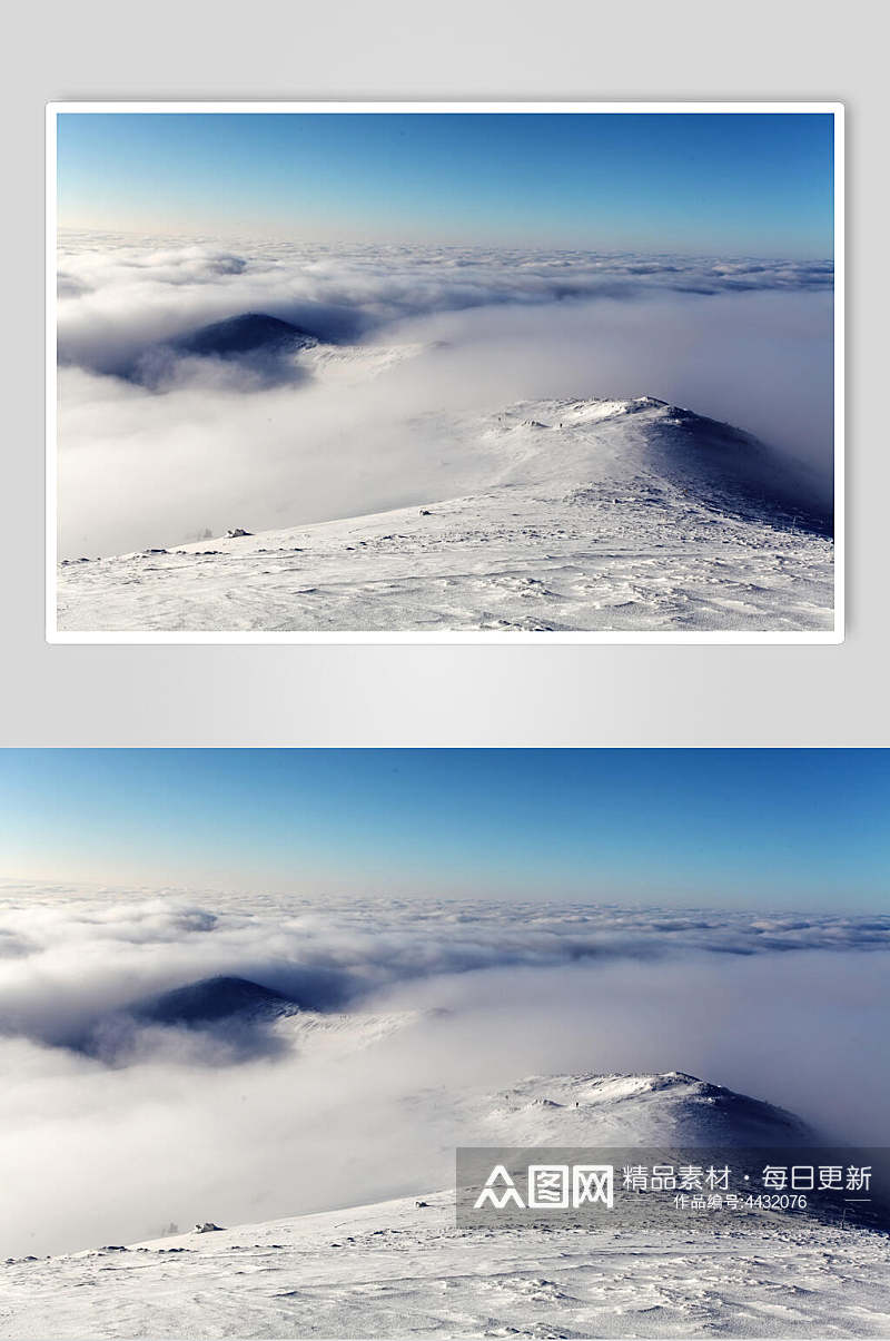 白云雪山雪景图片素材