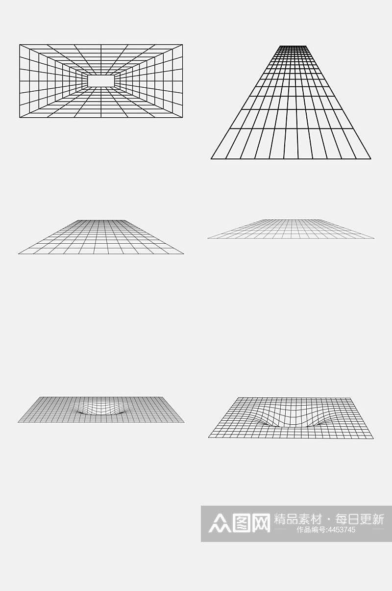 线条唯美手绘几何网格图形免抠素材素材