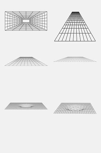 线条唯美手绘几何网格图形免抠素材