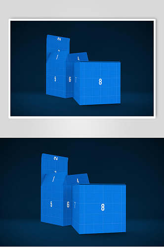 蓝盒子产品包装纸盒样机