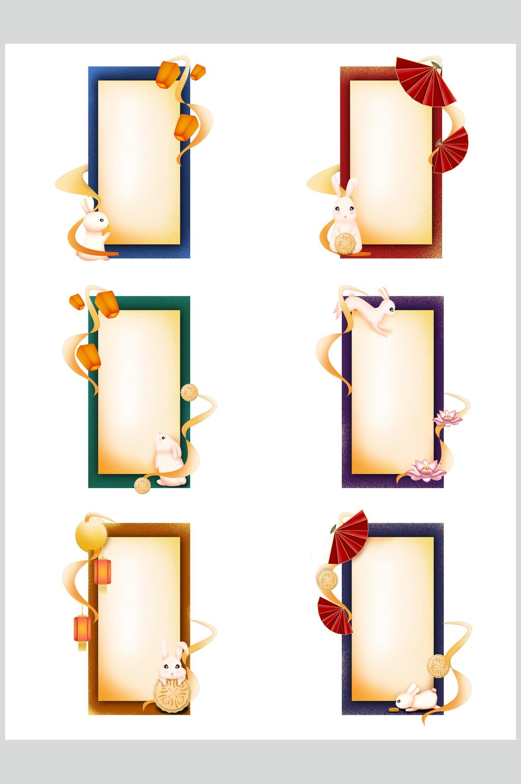 渐变新年边框财神元素素材