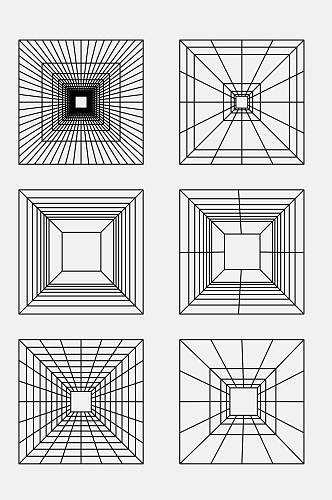 线条简约手绘几何网格图形免抠素材
