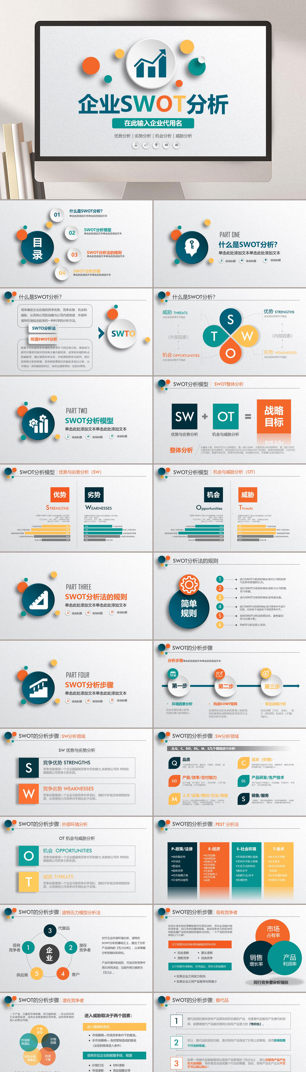 立体图形SWTO分析报告PPT素材