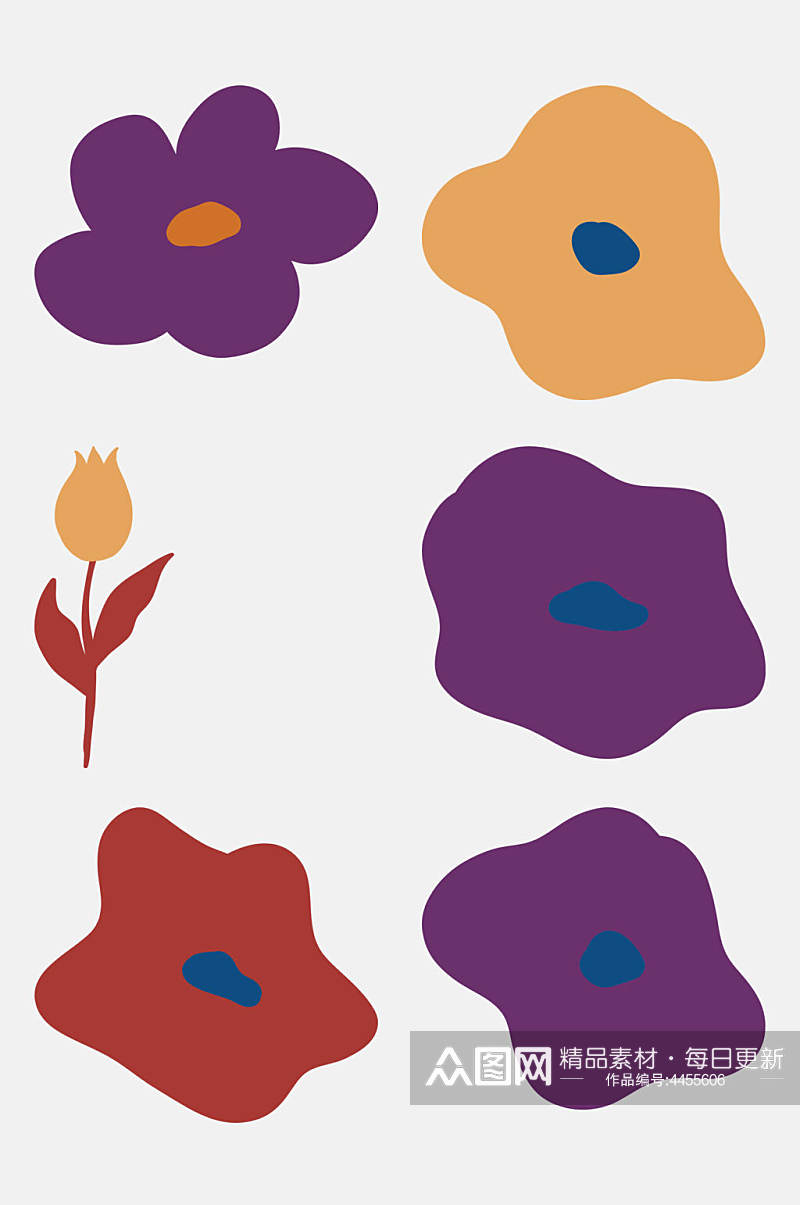 创意高端植物花卉彩绘免抠素材素材