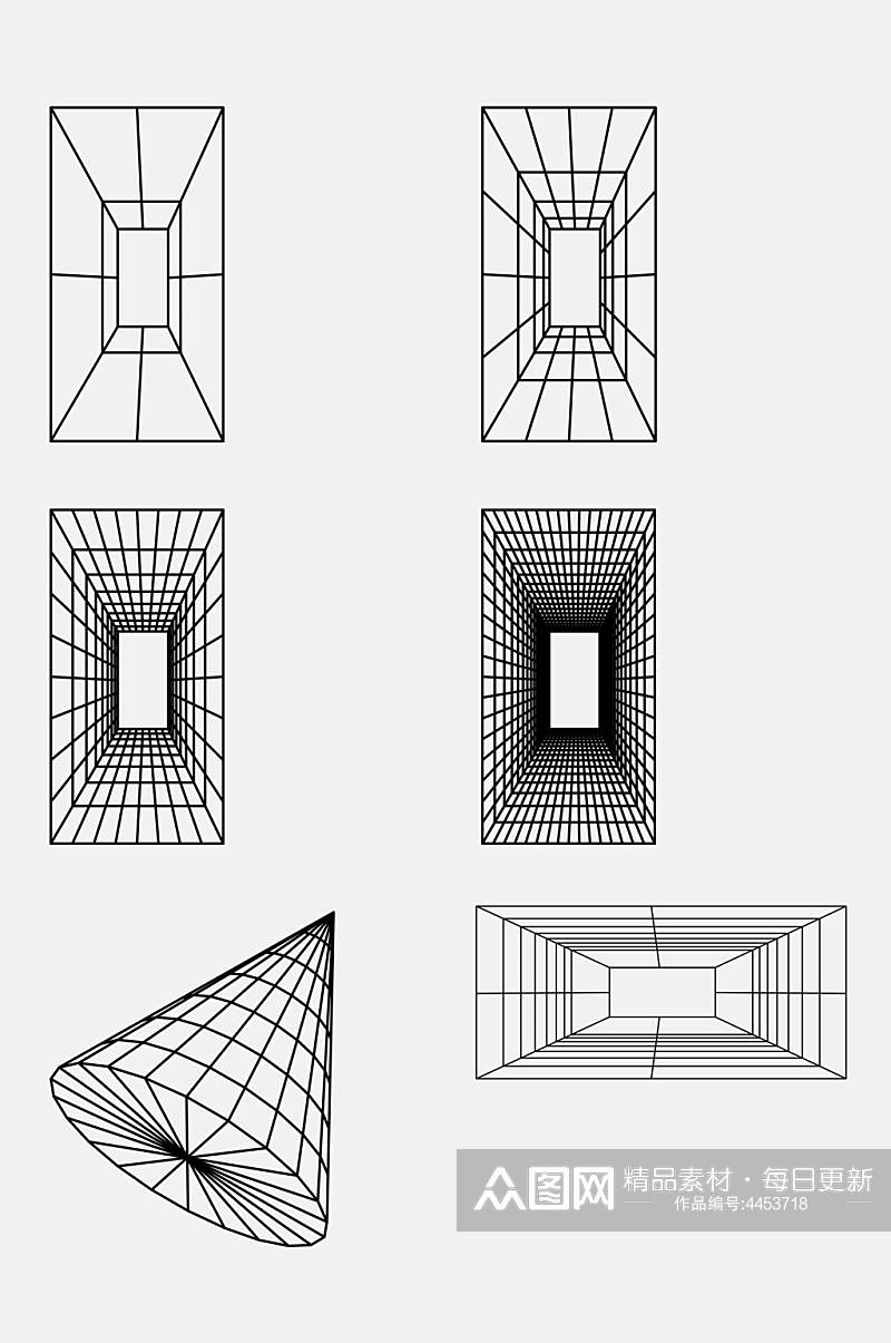三角线条手绘几何网格图形免抠素材素材