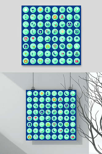 圆形绿色简约风医学类图标矢量素材