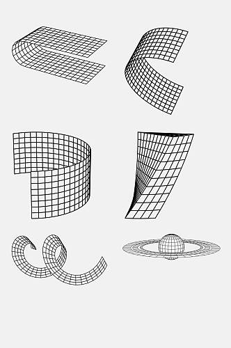 简约线条手绘几何网格图形免抠素材