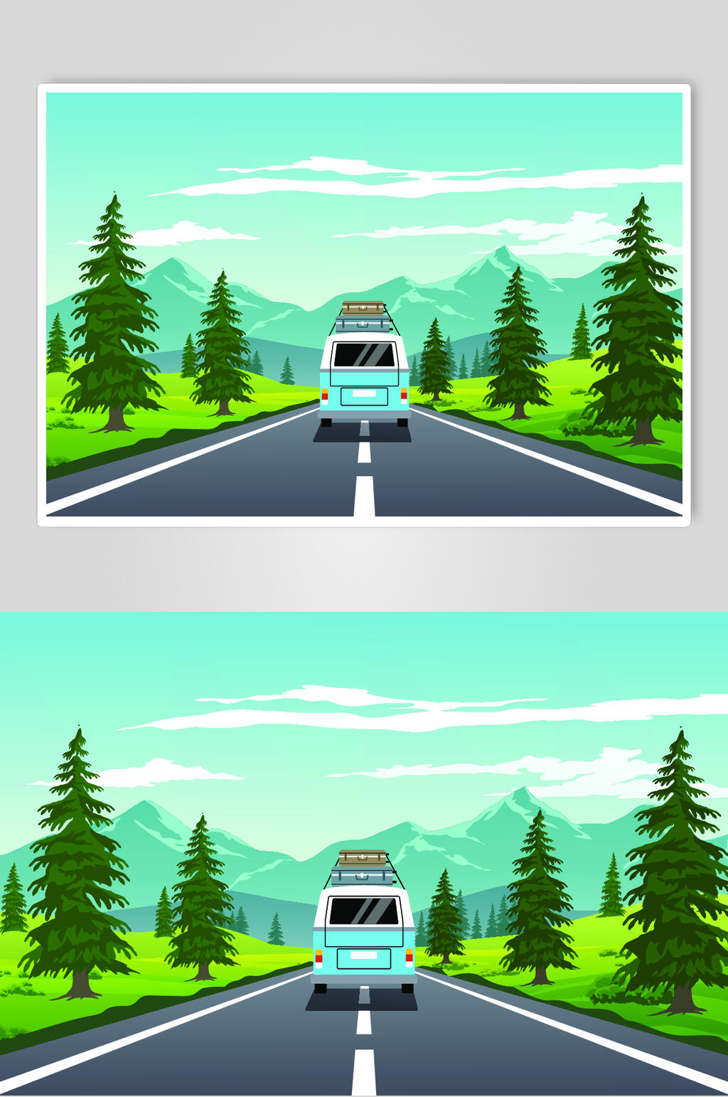 创意树木出行旅游插画矢量素材素材