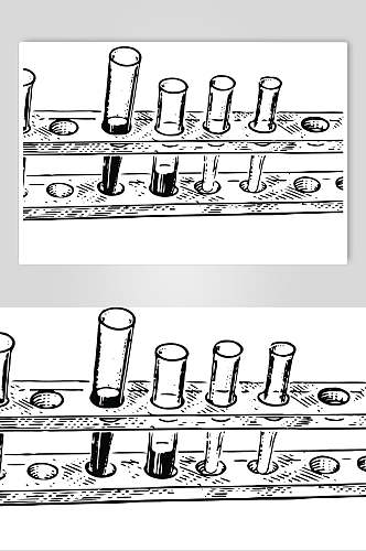 实验黑白手绘科学复古套装矢量素材