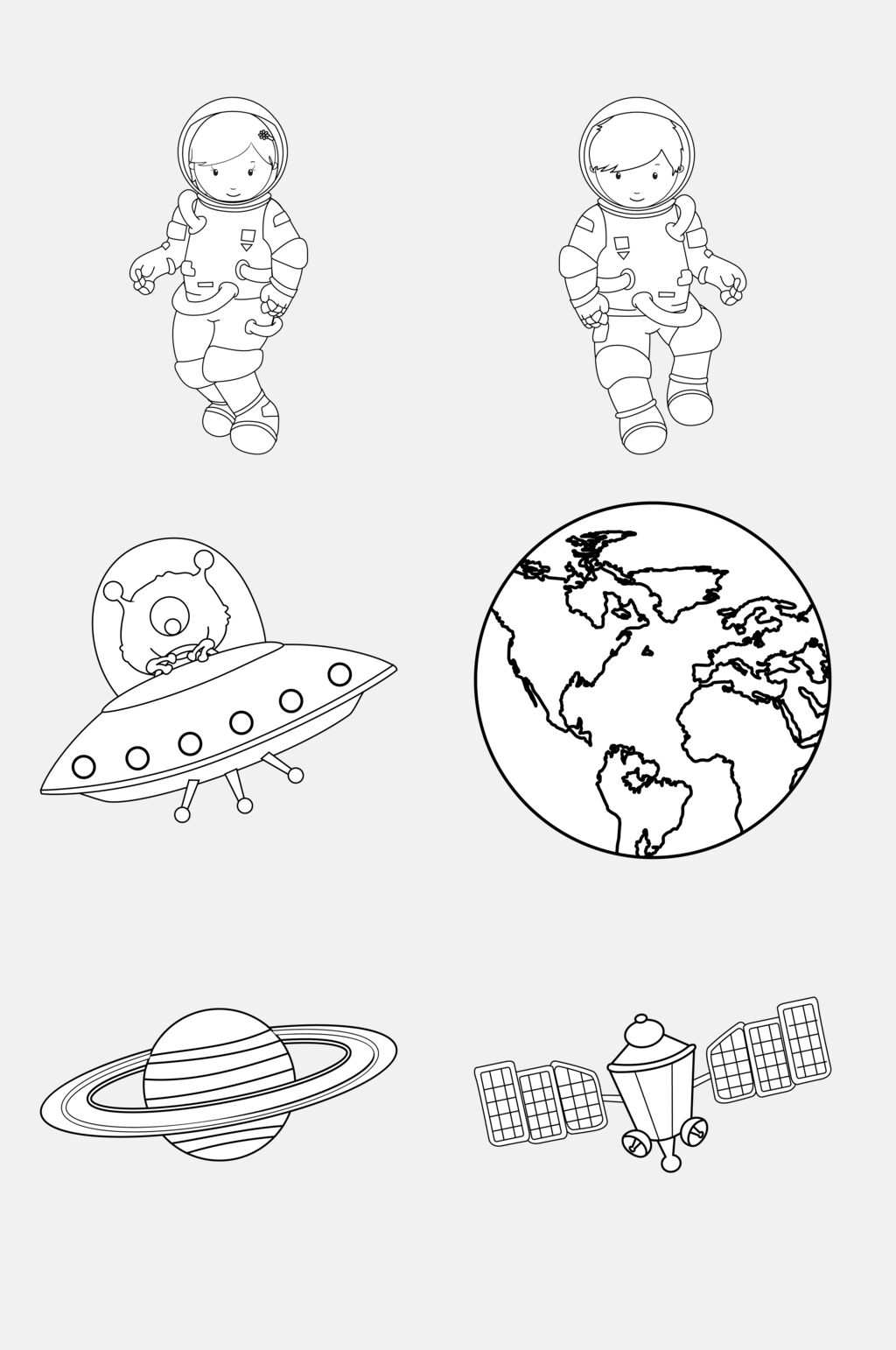 飞船地球简约黑简笔画宇宙免抠素材