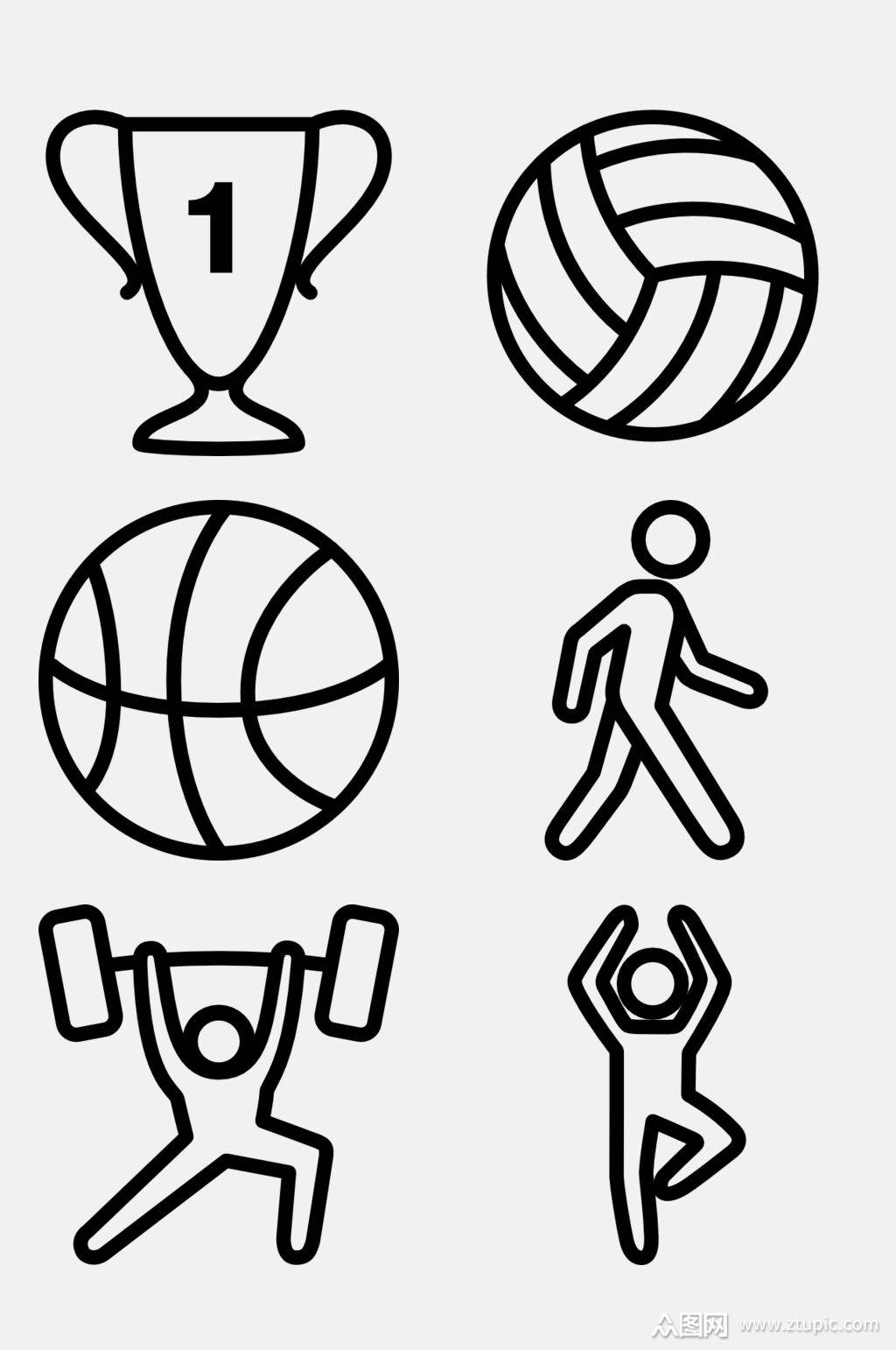 举重奖杯线性运动简约图标免抠素材素材