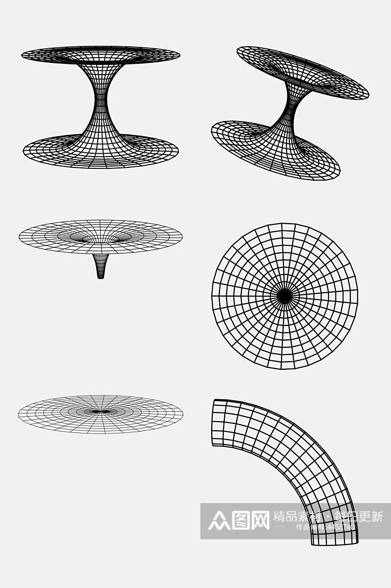 时尚圆形手绘几何网格图形免抠素材素材