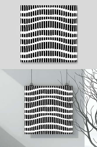 手绘清新简约黑白几何图案矢量素材