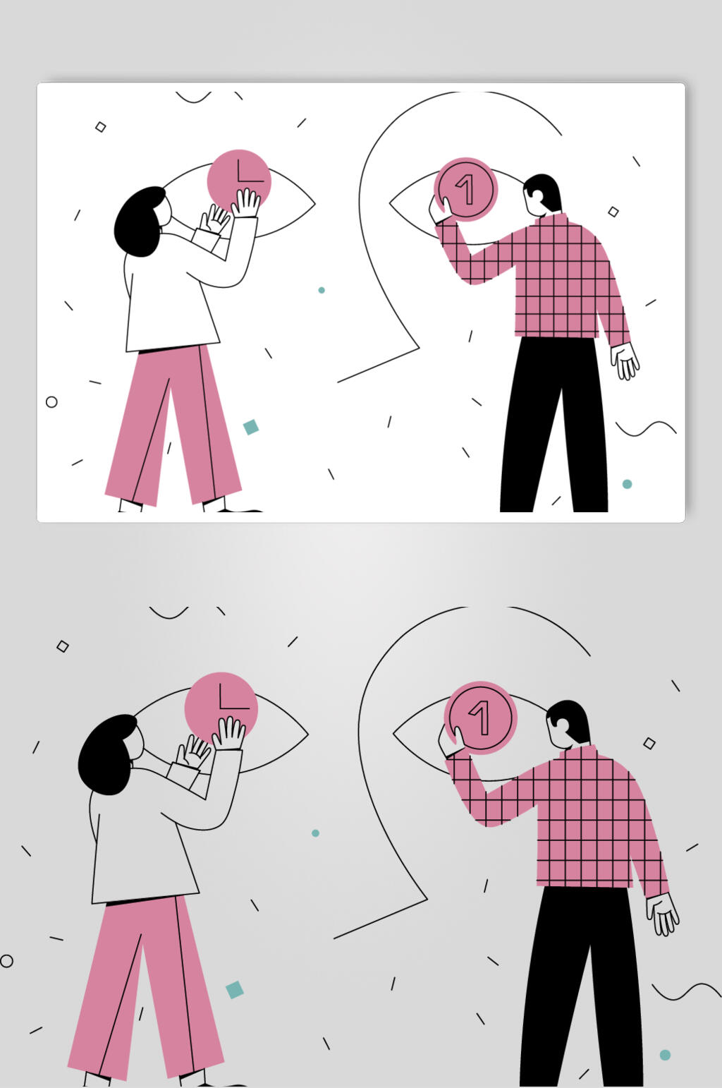 情侣扁平化人物插画素材素材