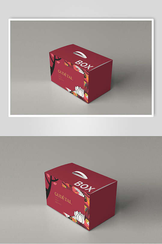 红色卡通手提箱纸箱礼盒包装样机