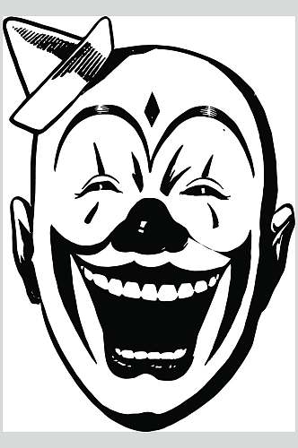 马戏团小丑头像吓人矢量素材