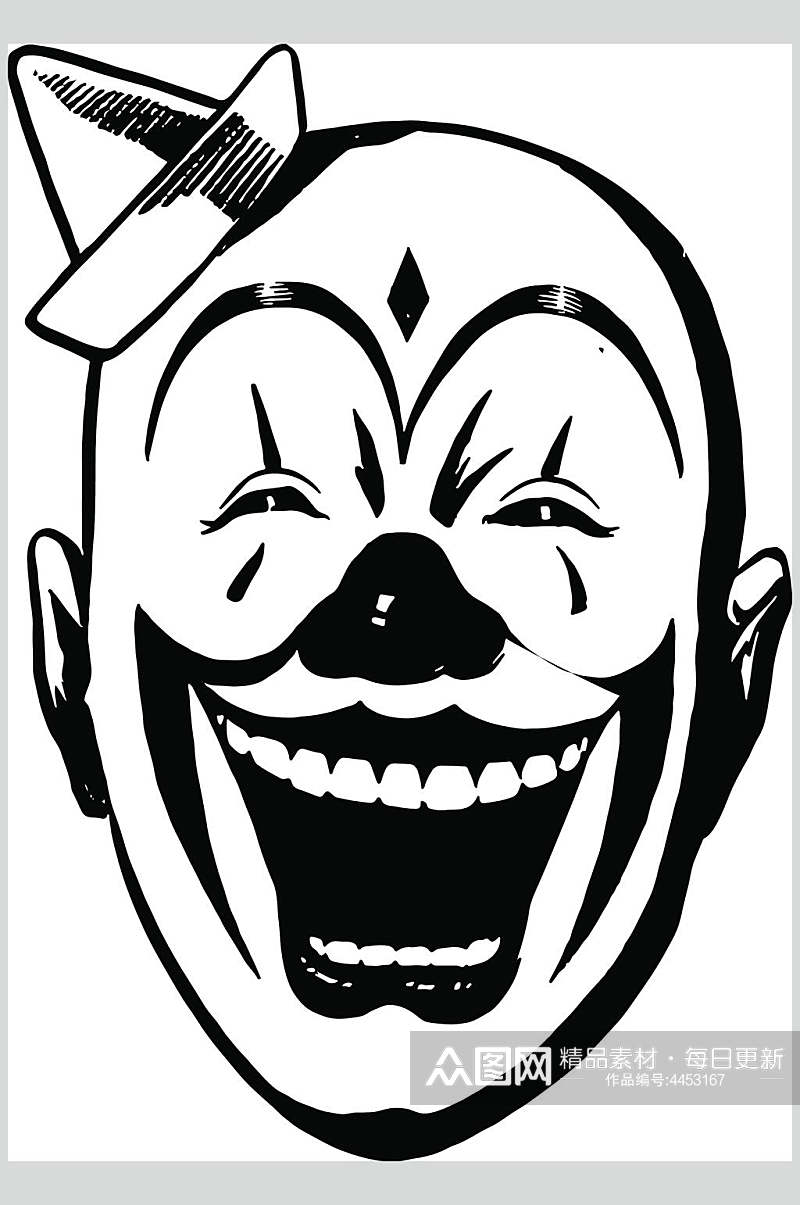 马戏团小丑头像吓人矢量素材素材