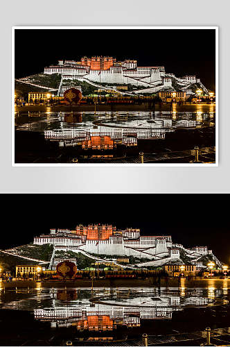 夜景实拍布达拉宫风景图