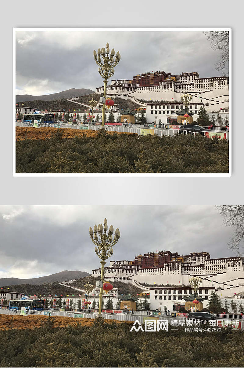 布达拉宫阴天风景图素材