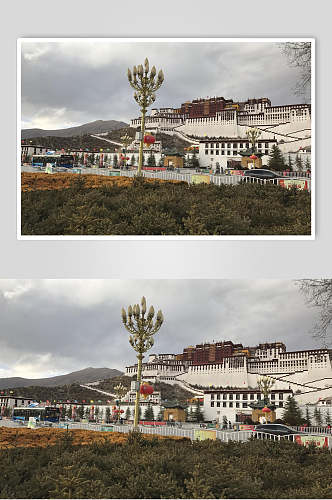 布达拉宫阴天风景图