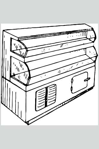 简约柜子黑白清新家用电器矢量素材