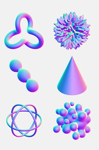 简约蓝紫清新抽象炫彩几何免抠素材