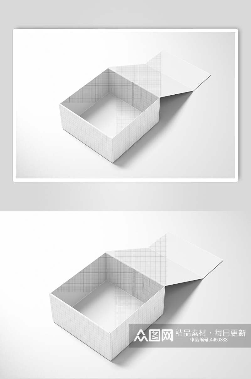 立体方形灰色创意品牌纸盒样机素材