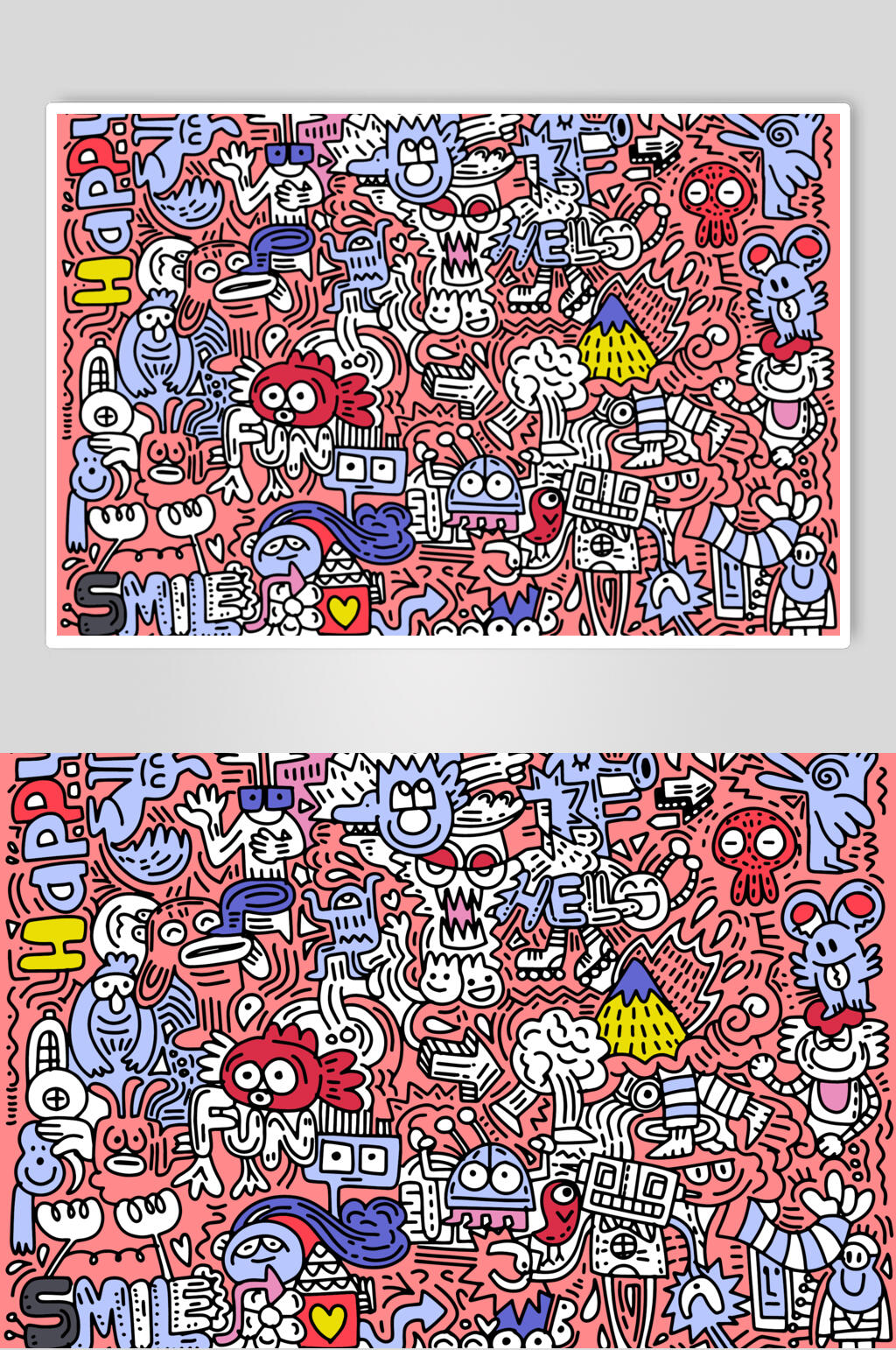 创意抽象涂鸦插画矢量素材素材