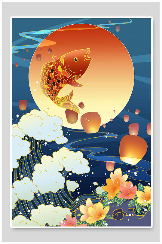 金鱼创意插画图片-金鱼创意插画素材下载-众图网