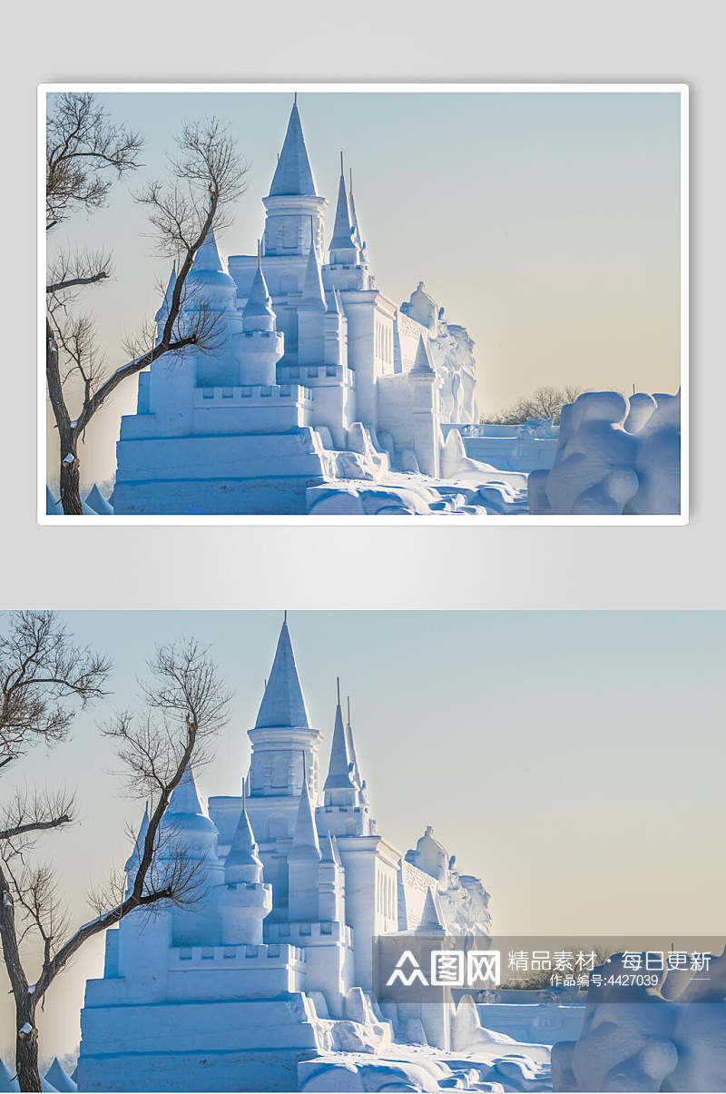雪城堡吉林长春著净月潭的雪雕图片素材