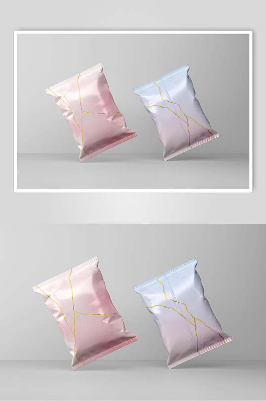 粉色渐变零食袋塑料袋样机