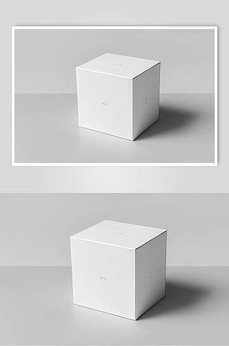 白色正方形纸盒包装样机