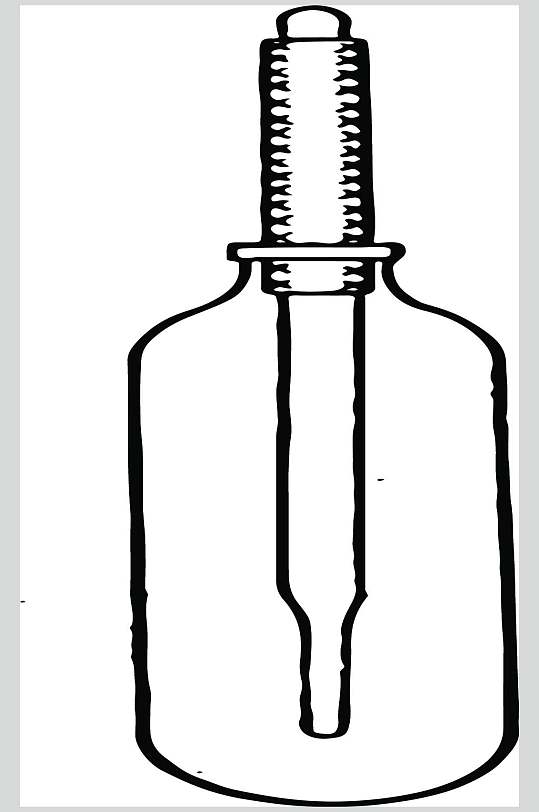 瓶子线条黑白科学复古套装矢量素材