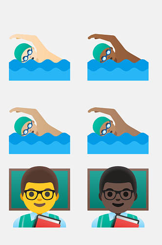 黑板绿色游泳卡通人物运动免抠素材